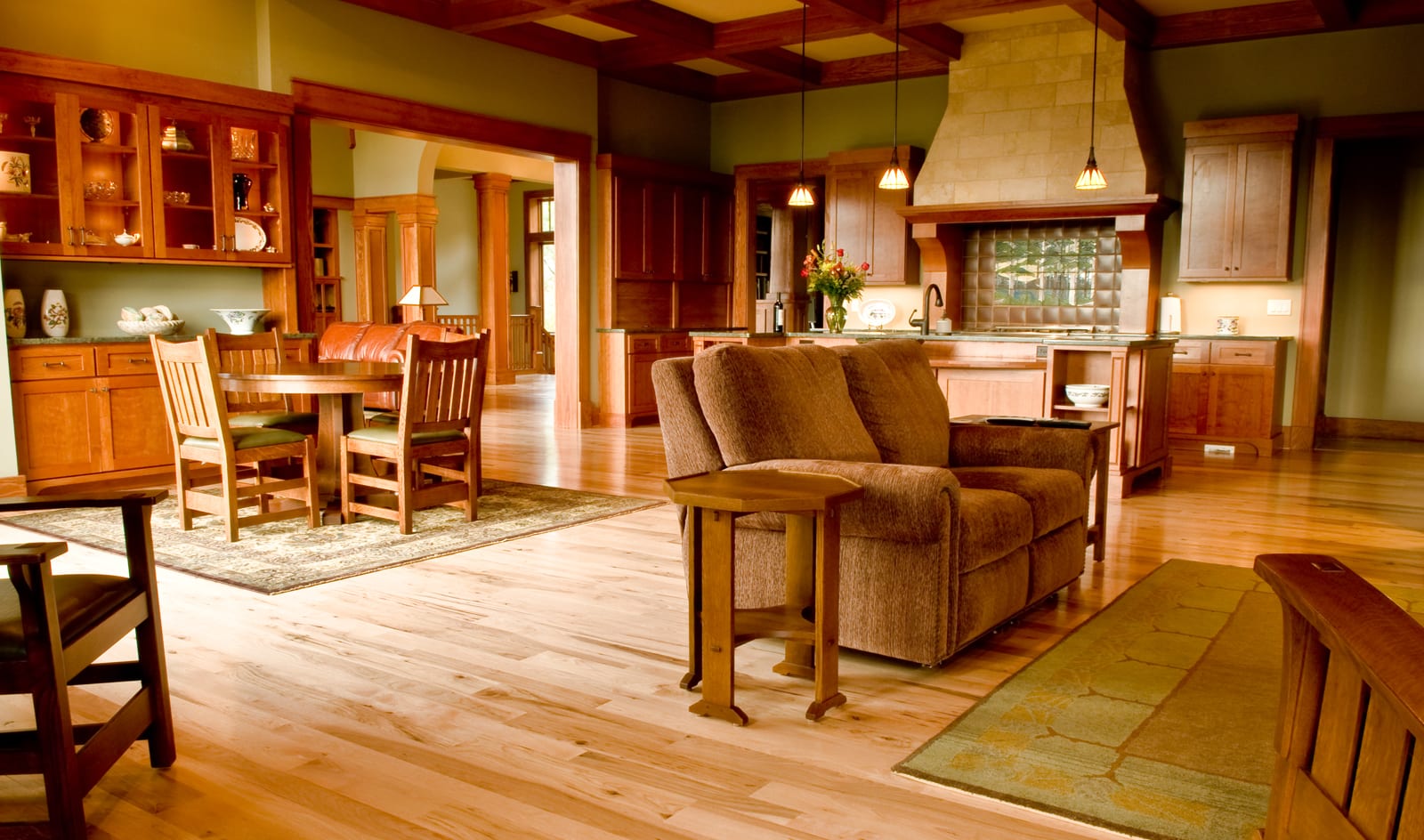 Craftsman on the Mountain Great Room and Dining Room
