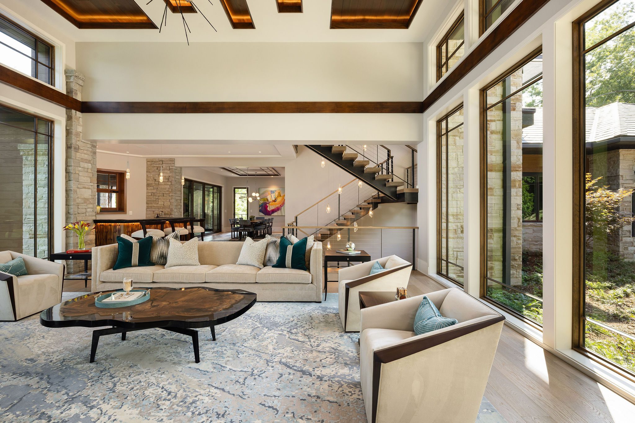 Open great room with staircase in Gabriel Builders custom home