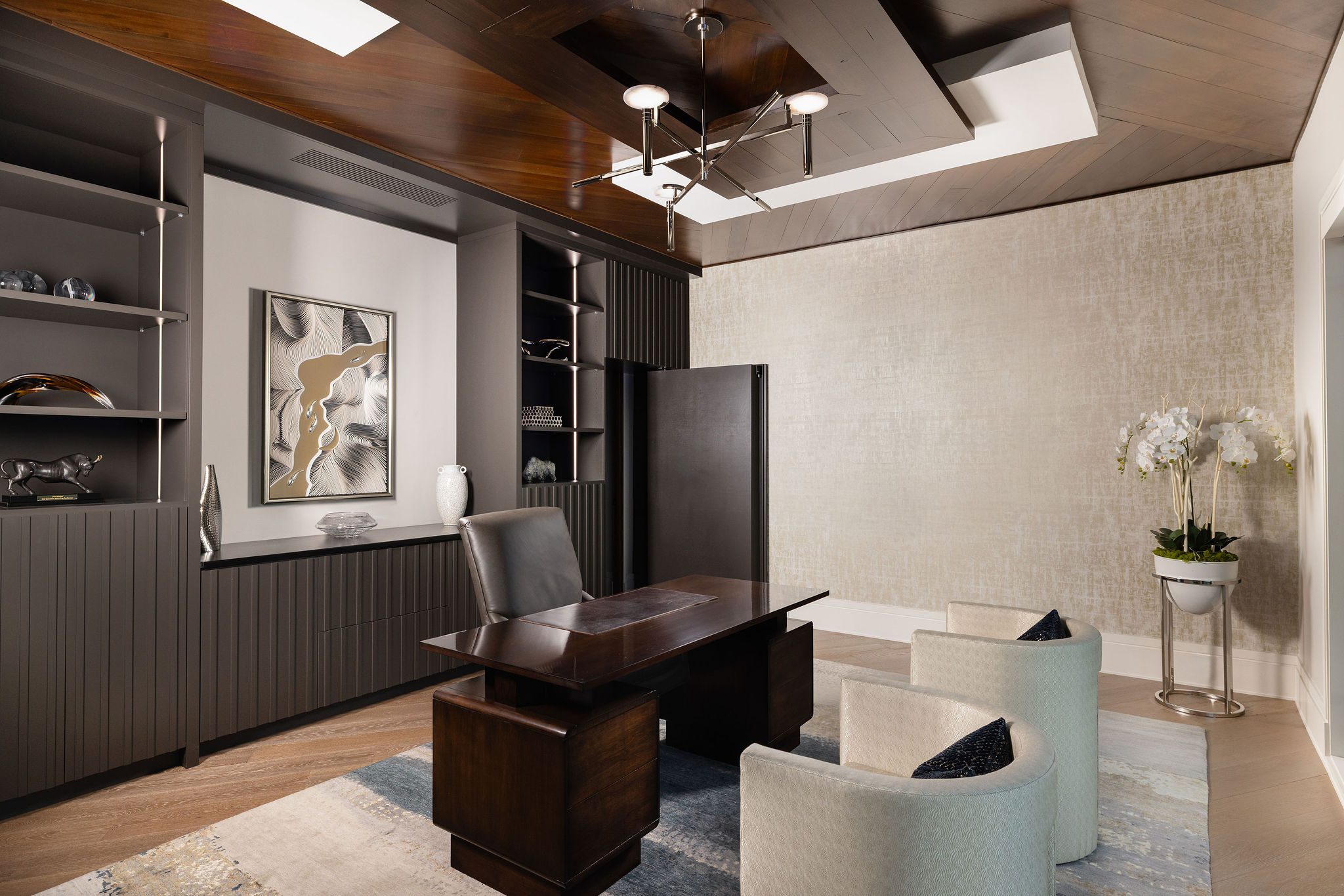 Modern home office with custom cabinetry Gabriel Builders